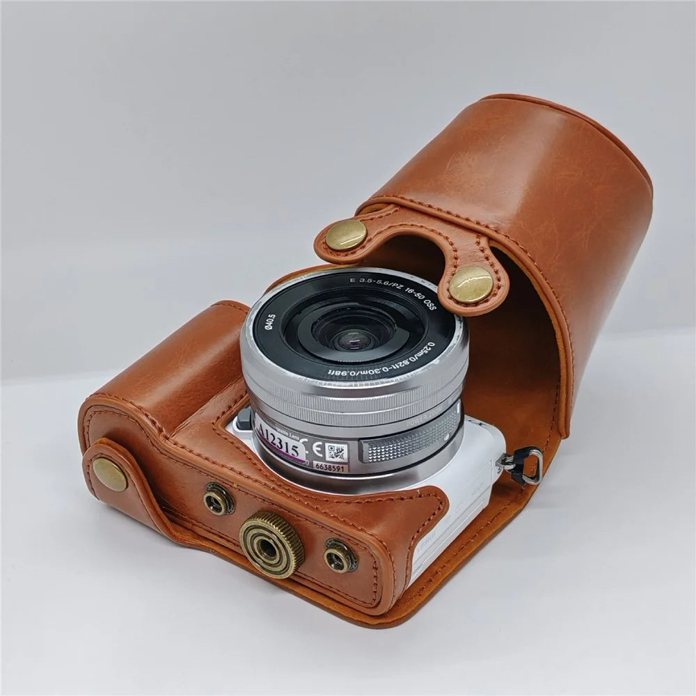 Retro Leather Case Camera Bag for Sony A5000 / A5100 / NEX3N PU Camera Protective Cover with Shoulder Strap - Brown - 3