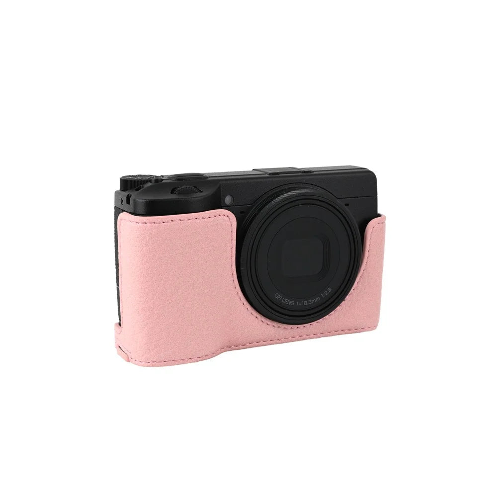 For Ricoh GR III / GR IV Litchi PU Leather Camera Base Protective Camera Case with Tripod Screw Hole and Battery Access - Pink - 5