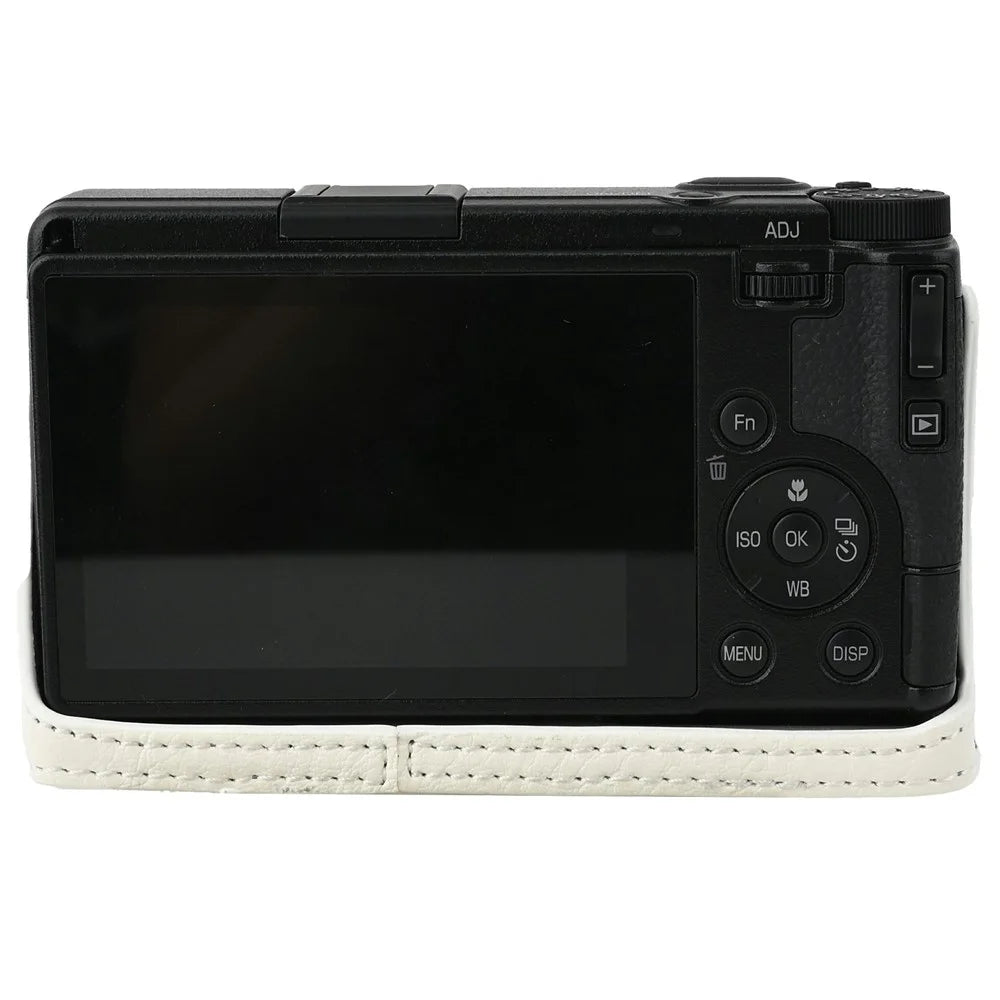 For Ricoh GR III / GR IV Litchi Camera Base Protective Camera Case with Shoulder Strap and Battery Access - White - 5