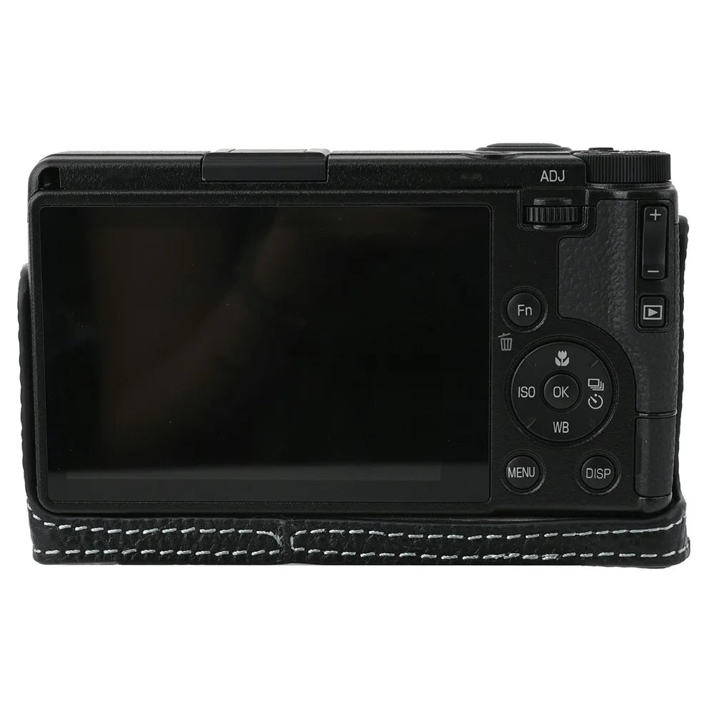 For Ricoh GR III / GR IV Camera Case Genuine Leather Base with Shoulder Strap and Tripod Screw Hole - Black - 5