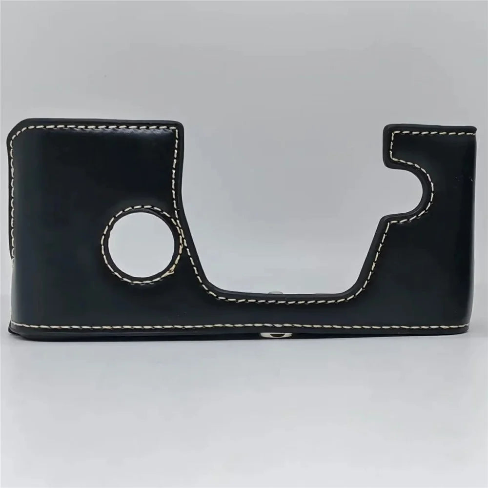Half Bottom Camera Case with Wrist Strap for Olympus OM-3 Leather Opening Removable Battery Compatible Protective Cover - Black - 3