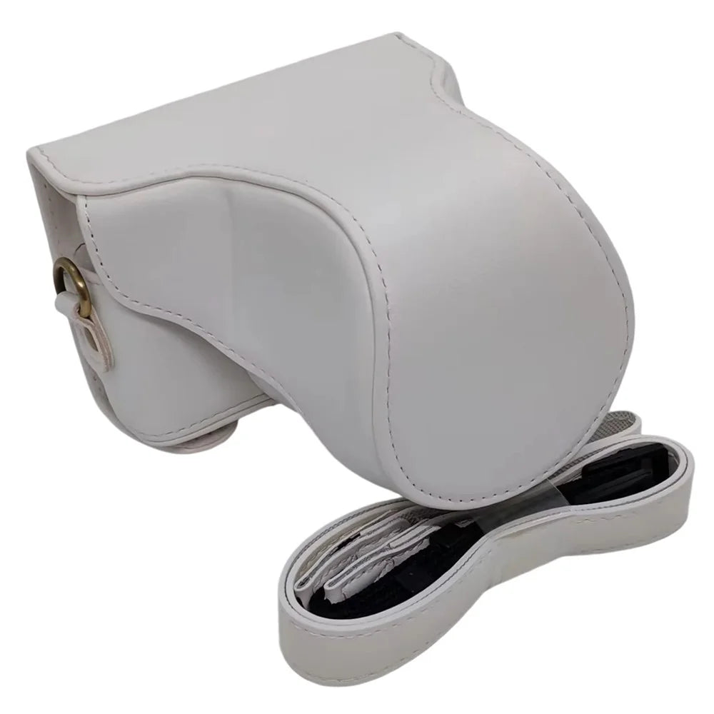Camera Case for Canon EOS M / M10 / M100 / M200 Retro Style PU Leather Protective Cover with Shoulder Strap Retro Style - White - 1