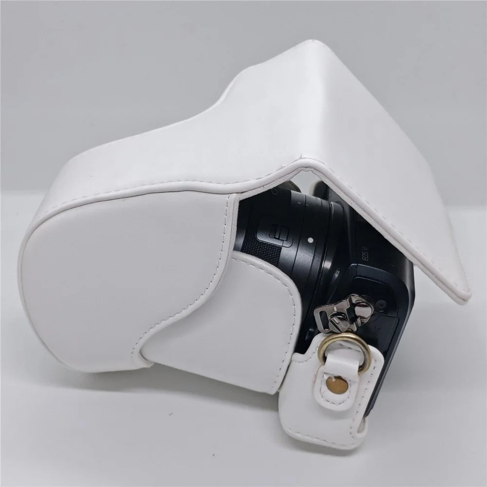 Camera Case for Canon EOS M / M10 / M100 / M200 Retro Style PU Leather Protective Cover with Shoulder Strap Retro Style - White - 2