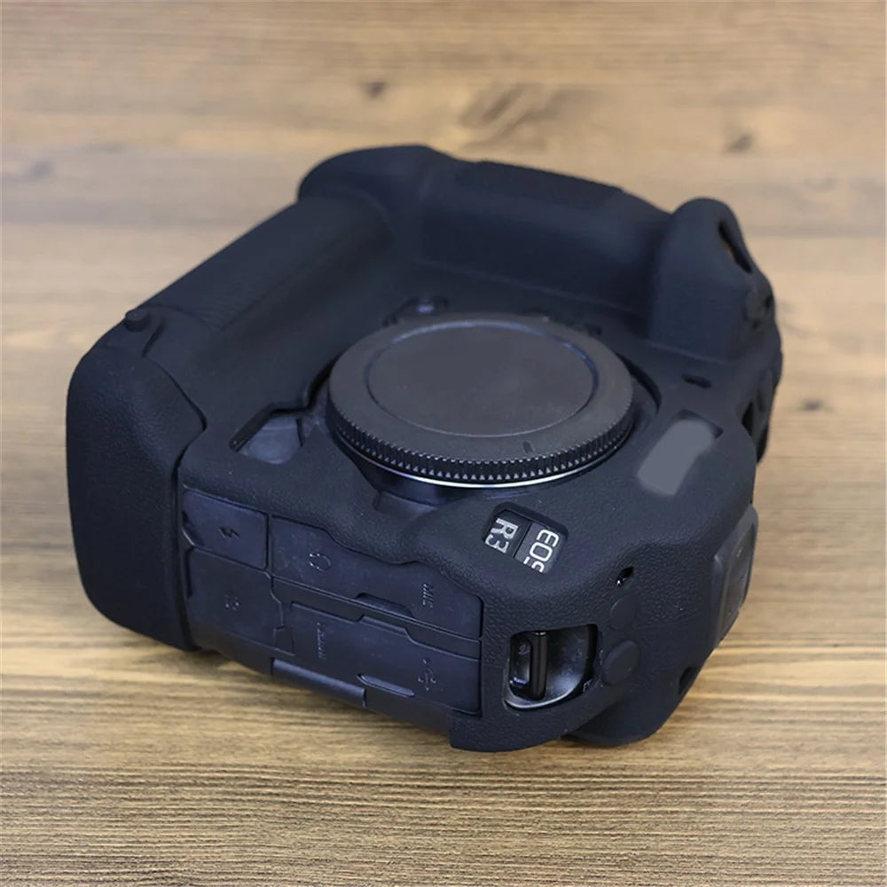 Drop Protection Flexible Silicone Protective Case for Canon EOS R3 Camera, Anti-scratch Anti-drop Cover - Black - 4
