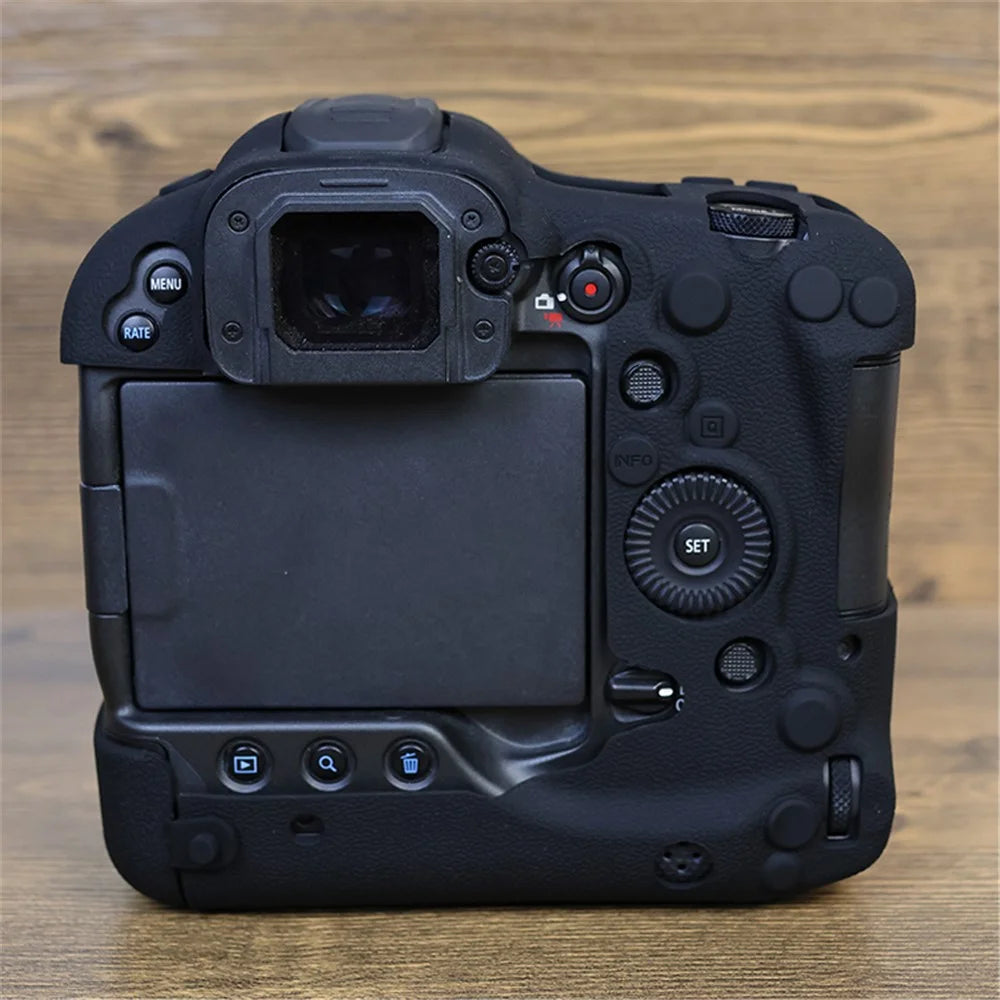 Drop Protection Flexible Silicone Protective Case for Canon EOS R3 Camera, Anti-scratch Anti-drop Cover - Black - 6