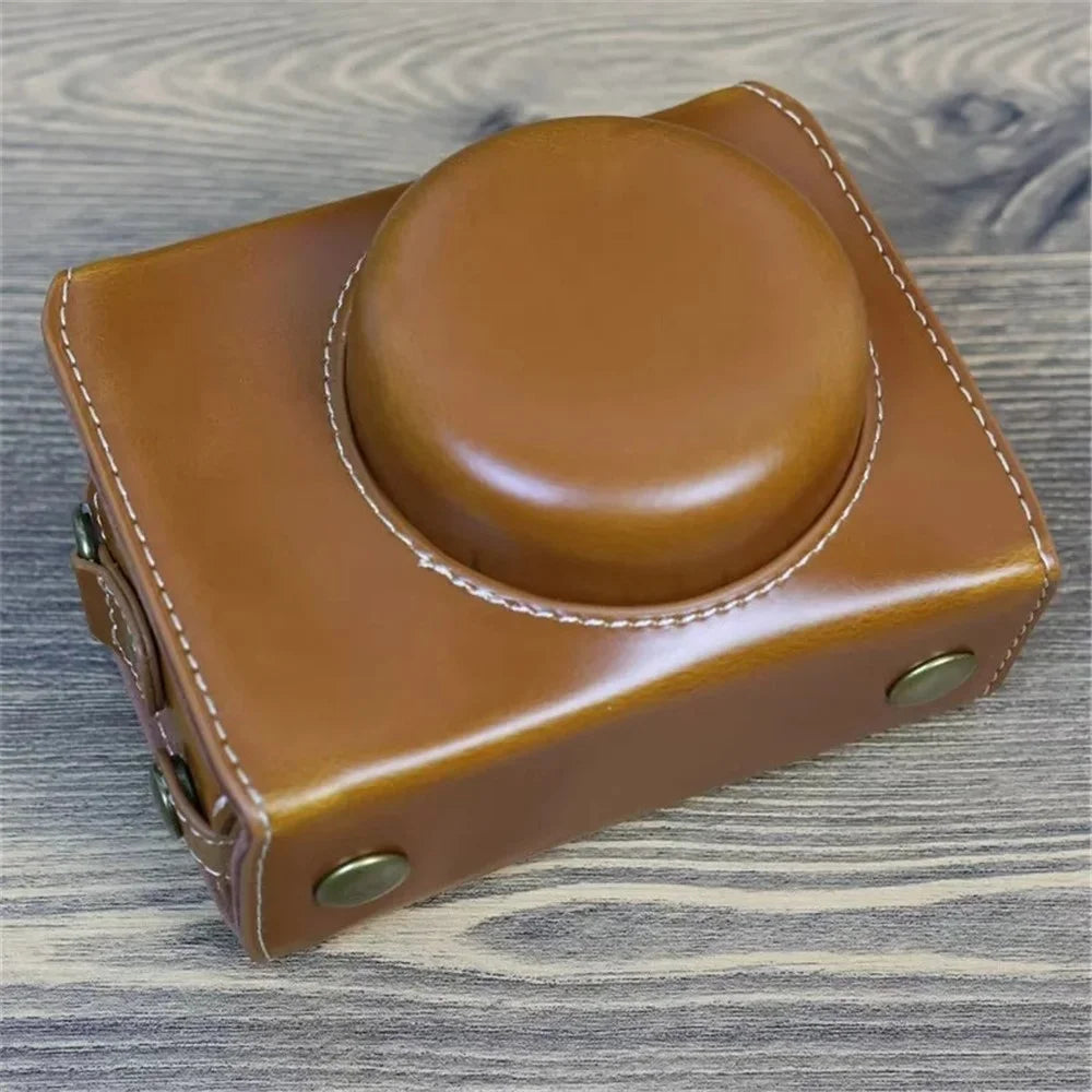 Protective Case for Sony ZV-1F, Battery Opening Design Detachable PU Leather Camera Bag with Shoulder Strap - Brown - 2