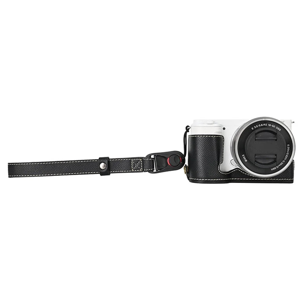 26cm DSLR Camera Carrying Lanyard Palm Texture PU Leather Quick Release Wrist Strap - Black - 3