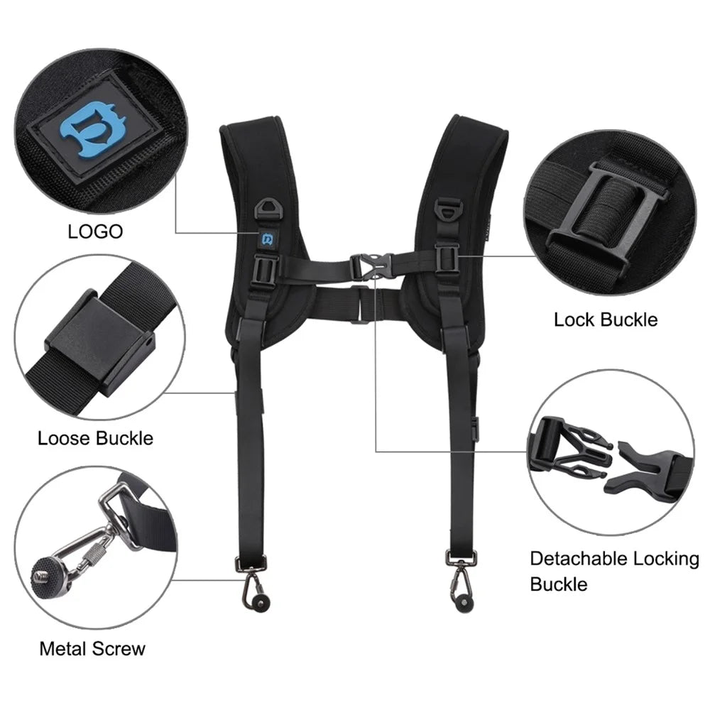 PULUZ PKT3060 2 in 1 Camera Straps Kit PU234 Waist Belt + PU6002 Double Shoulder Strap for SLR / DSLR Cameras - 2