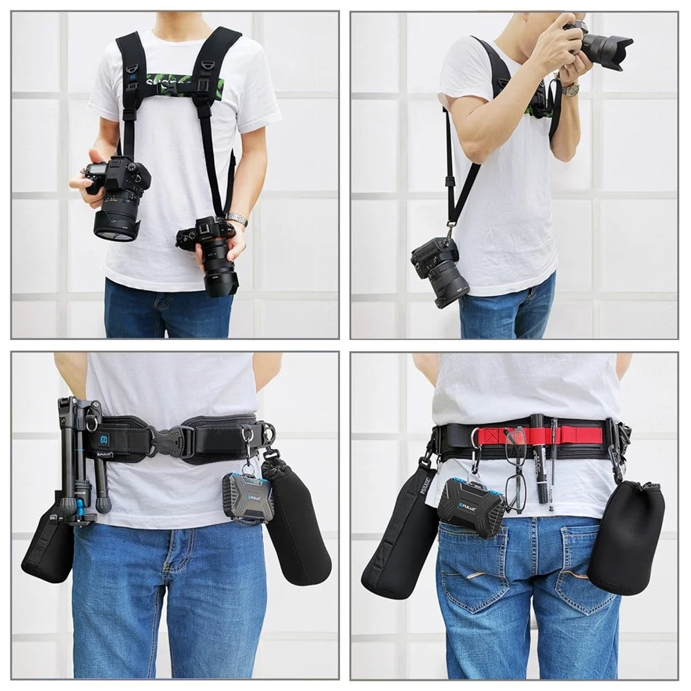PULUZ PKT3060 2 in 1 Camera Straps Kit PU234 Waist Belt + PU6002 Double Shoulder Strap for SLR / DSLR Cameras - 5