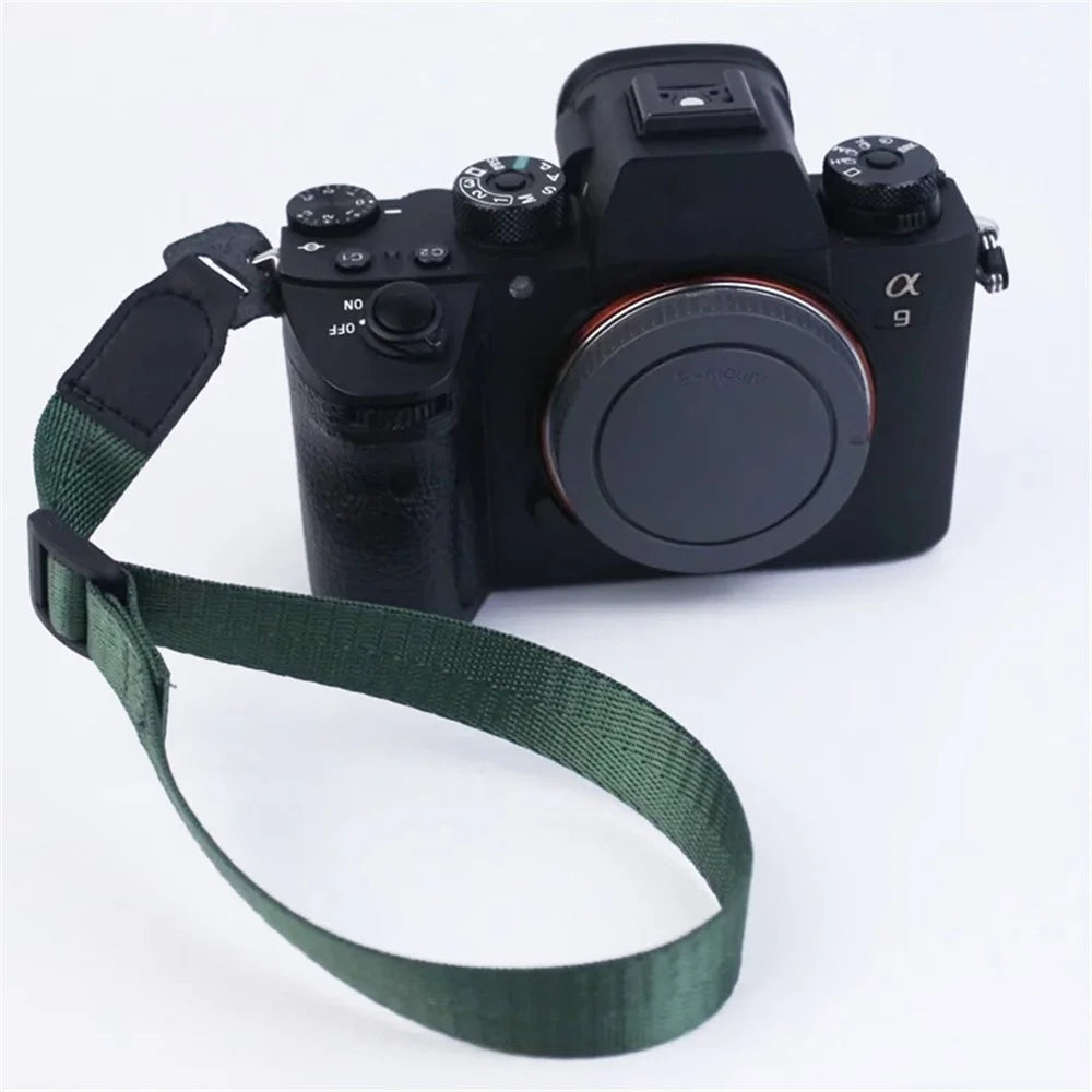 For DSLR Camera with Round Hole Connector Non-slip Adjustable Nylon Wrist Strap Hand Grip Rope - Green - 3