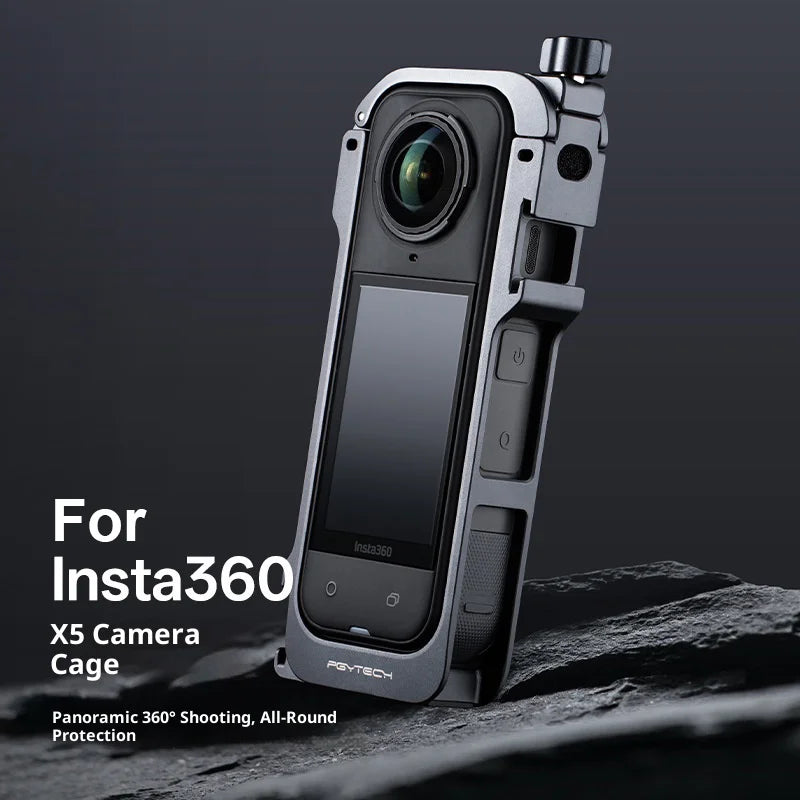 PGYTECH P-57C-020 For Insta360 X5 Aluminum Cage Professional Camera Protective Rig Expansion Frame - Black - 2