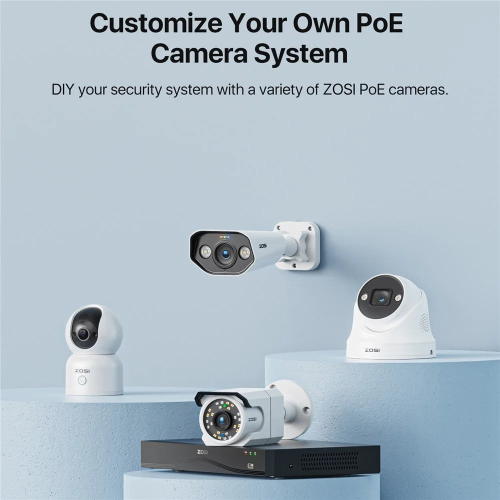 ZOSI 4K 8MP 24-Channel PoE NVR Compatible with Zosi PoE 4K / 5MP / 3MP / 4MP / 8MP Camera Dual HDD Backup Security System Network Video Recorder - Black - 5