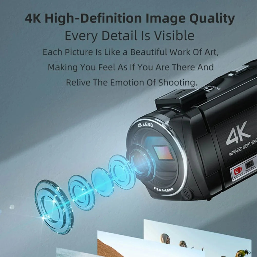 ORDRO Z36 4K UHD Video Camera 3.0 Inch IPS Screen 18X Digital Zoom IR Night Vision Digital Camcorder - 4