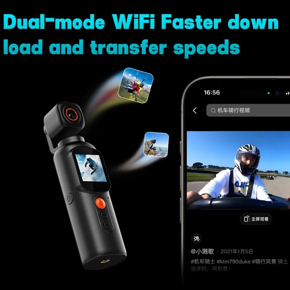 LK2316 Handheld Portable 4K Ultra HD Action Camera Rotating Gimbal Stabilization Wireless Recorder for Outdoor Sports - 3