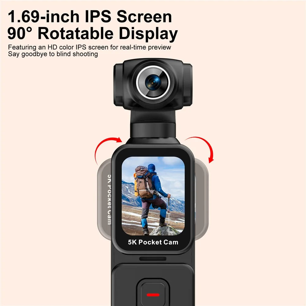 K28 5K Pocket Action Camera Outdoor Cycling Handheld Face Recognition Anti-shake Touch Sports Camera - 7