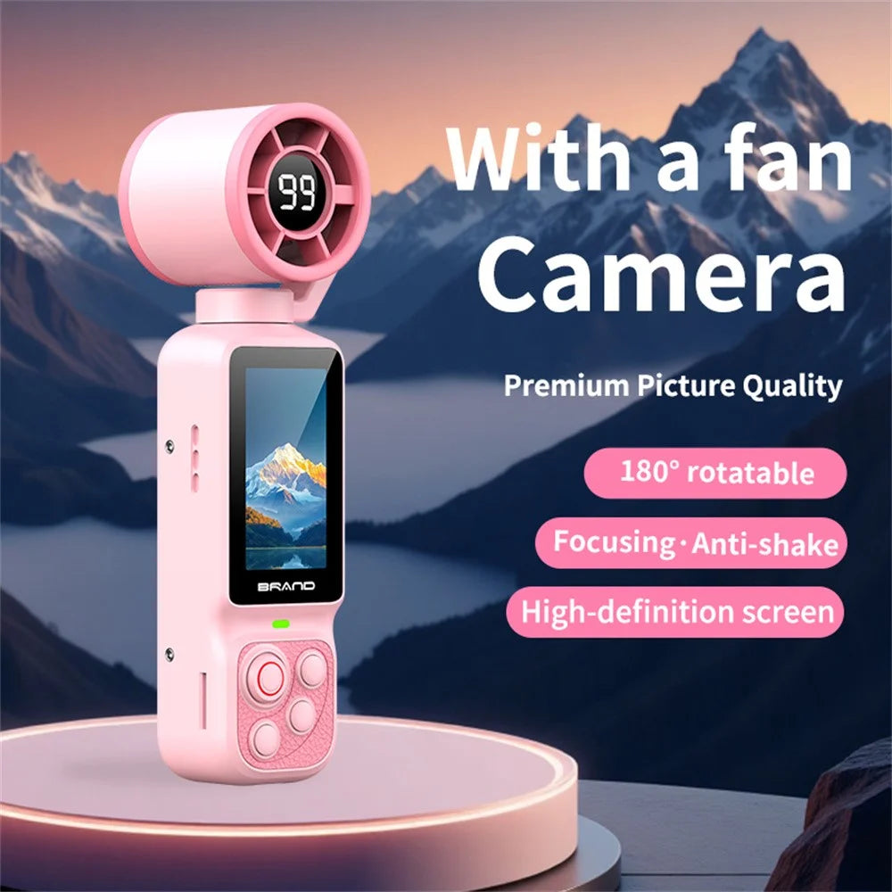 LK-035 2-in-1 Action Camera with Fan Function 1.97 Inch HD Screen 180 Degress Rotatable 1080P Vlog Recording Sports Camera - Pink - 4