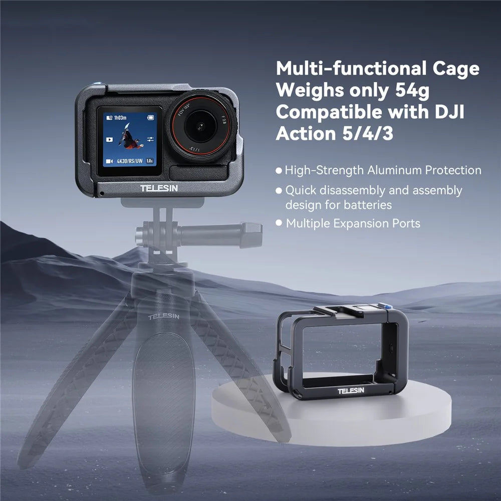TELESIN S6-FMS-13-TDJ Metal Cage for DJI Osmo Action 5 Pro / 4 / 3 Aluminum Alloy Frame Sports Camera Protective Housing - 3