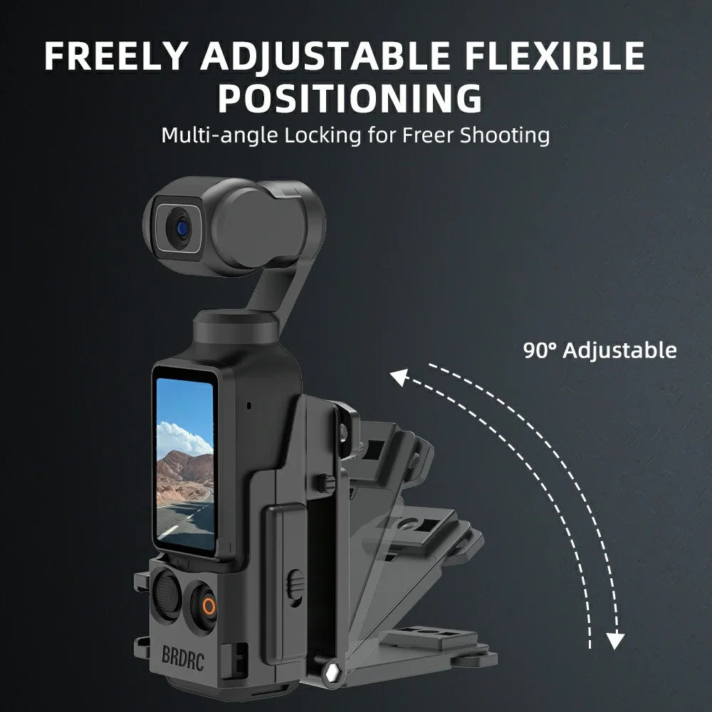 BRDRC For DJI Osmo Pocket 3 Magnetic Back Clip Two-Claw Design Adjustable Positioning with Cold Shoe Mount - Black - 6