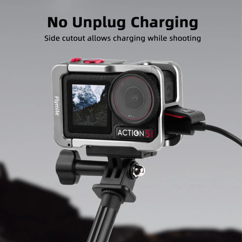 FLYMILE Camera Cage For DJI Osmo Action 5 Pro / Action 4 / Action 3 Metal Protective Frame Mounts Rabbit Cage - 5