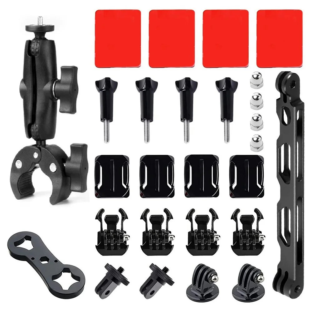 23Pcs / Set Motorcycle Accessory Bundle for Insta360 / DJI / GoPro Action Camera Mount Kit - 1
