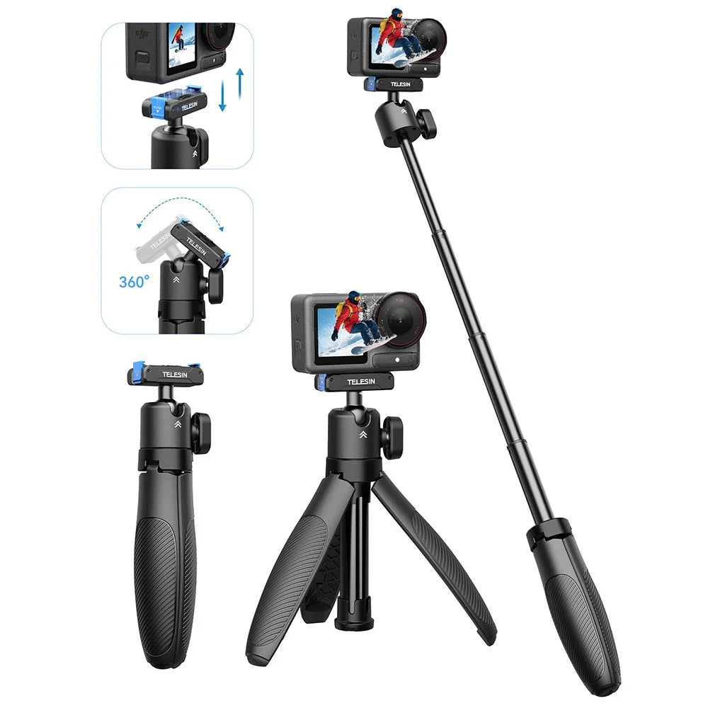 TELESIN S1-MNP-13-TDJ Retractable Tripod for DJI Osmo 360 / Action 5 Pro / 4 / 3 Camera Mini Selfie Stick - 2
