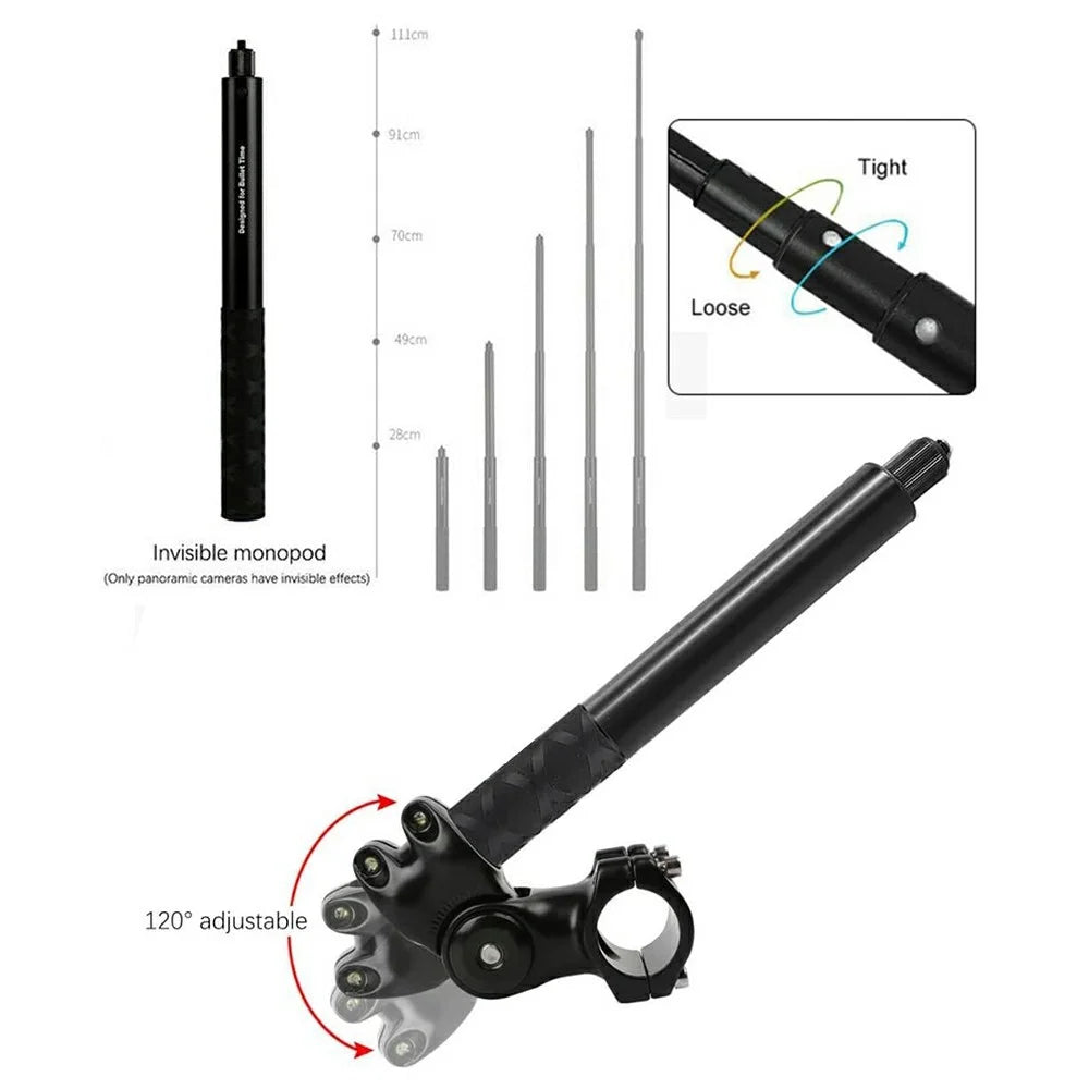For Insta360 / GoPro / DJI Action Camera Motorcycle Bike Handlebar Mount Telescopic Invisible Selfie Stick with 1 / 4 Screw - 7