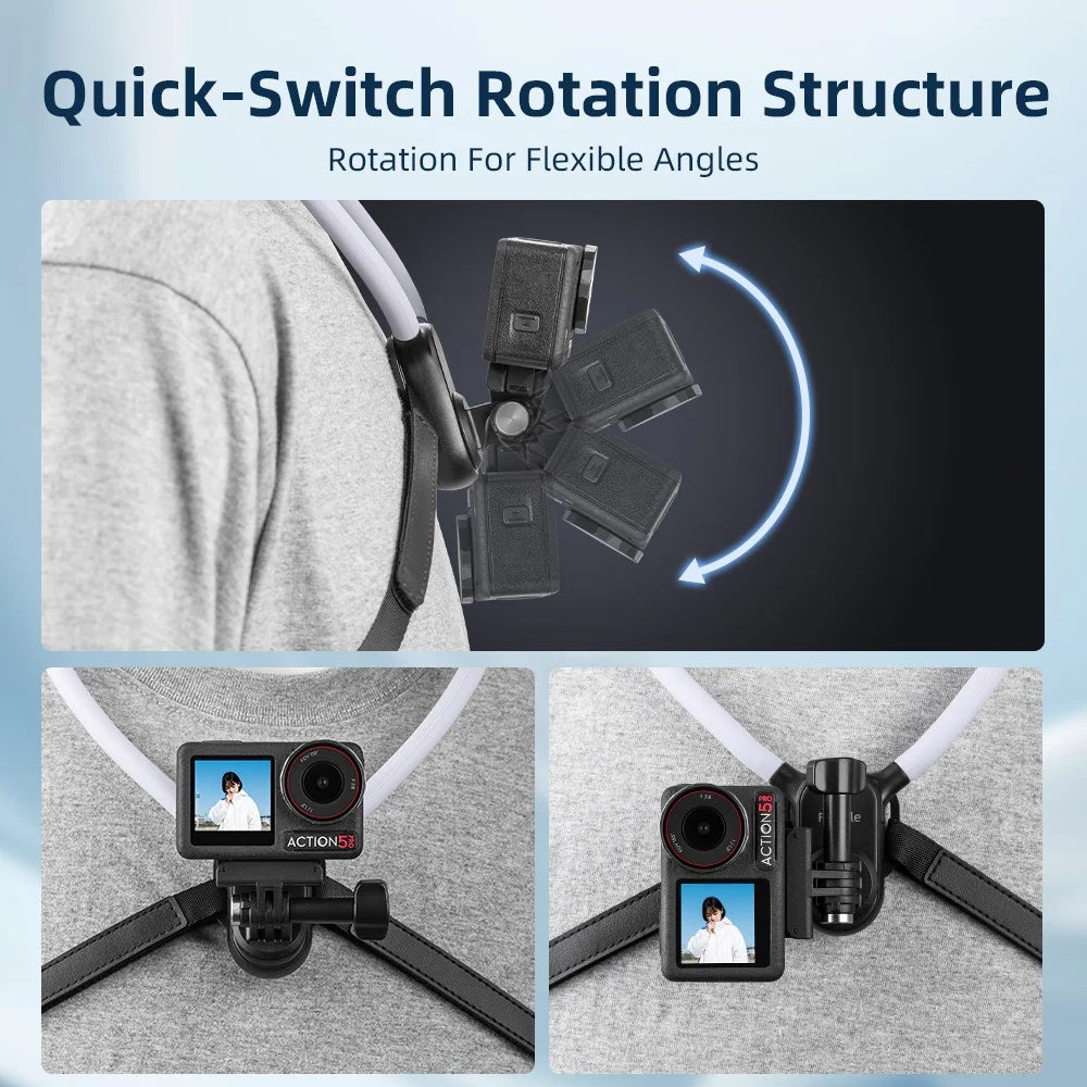 FLYMILE Neck Mount with Strap for DJI Osmo 360 / Action 5 Pro / Pocket 3 Vertical Shooting Camera Holder - 7