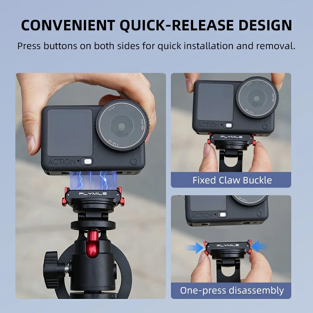 FLYMILE For DJI Osmo Action 6 / Nano Dual-Sided Magnetic Holder Aluminum Alloy Quick-Release Magnetic Mount - 4