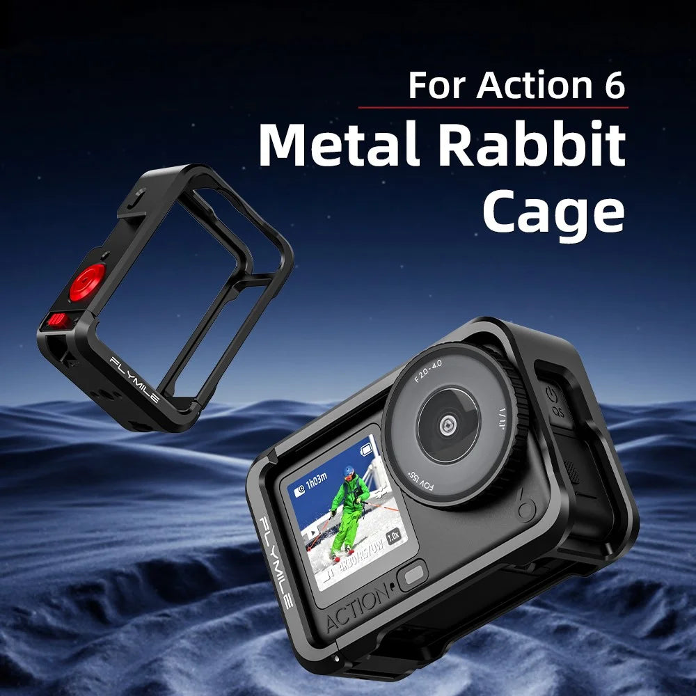 FLYMILE Single Opening Camera Cage for DJI Osmo Action 6 Protective Metal Frame with Cold Shoe and 1 / 4" Thread - 7