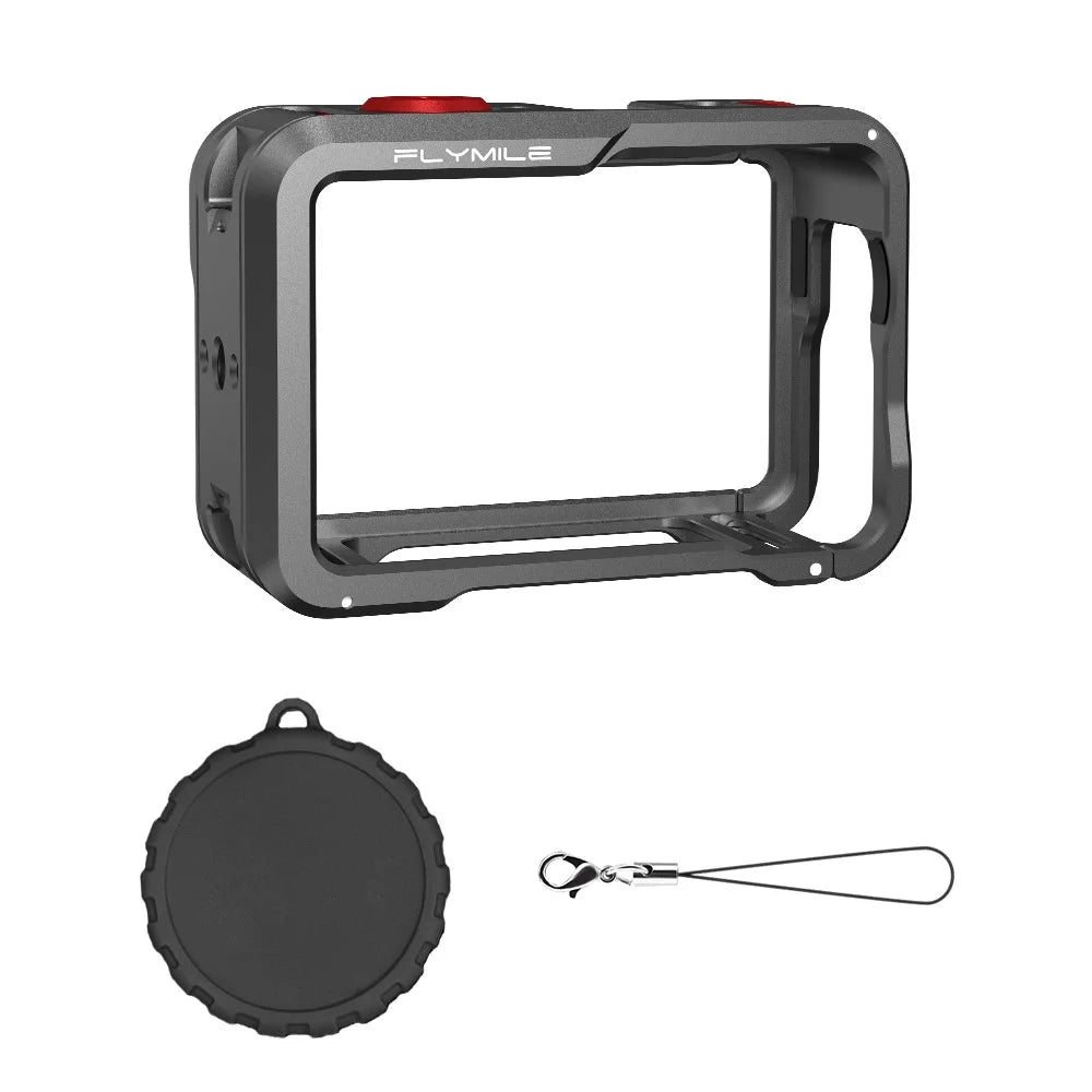 FLYMILE Double Opening Camera Cage for DJI Osmo Action 6 Protective Metal Frame with Cold Shoe and 1 / 4" Thread - 1