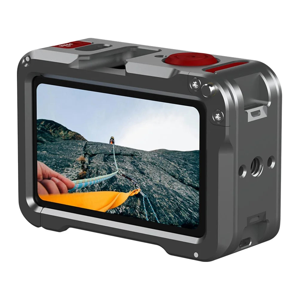 FLYMILE Double Opening Camera Cage for DJI Osmo Action 6 Protective Metal Frame with Cold Shoe and 1 / 4" Thread - 6