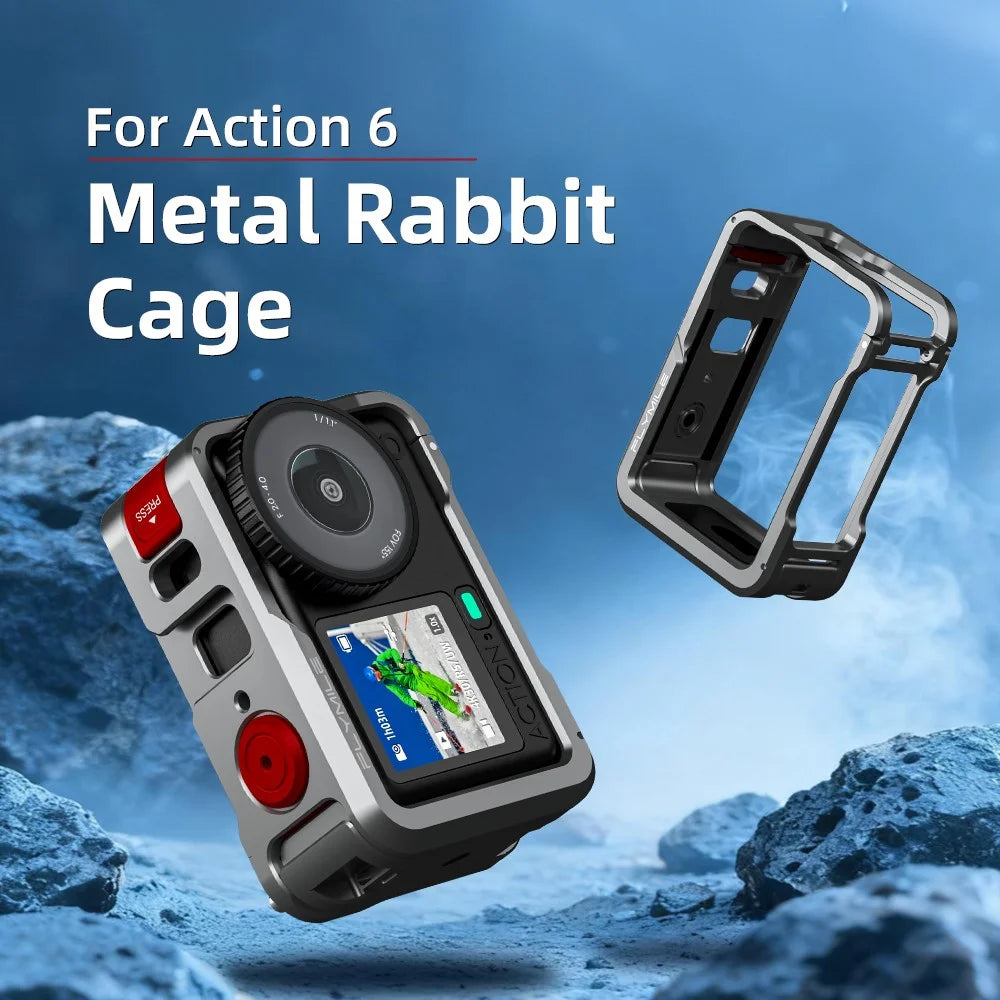 FLYMILE Double Opening Camera Cage for DJI Osmo Action 6 Protective Metal Frame with Cold Shoe and 1 / 4" Thread - 7