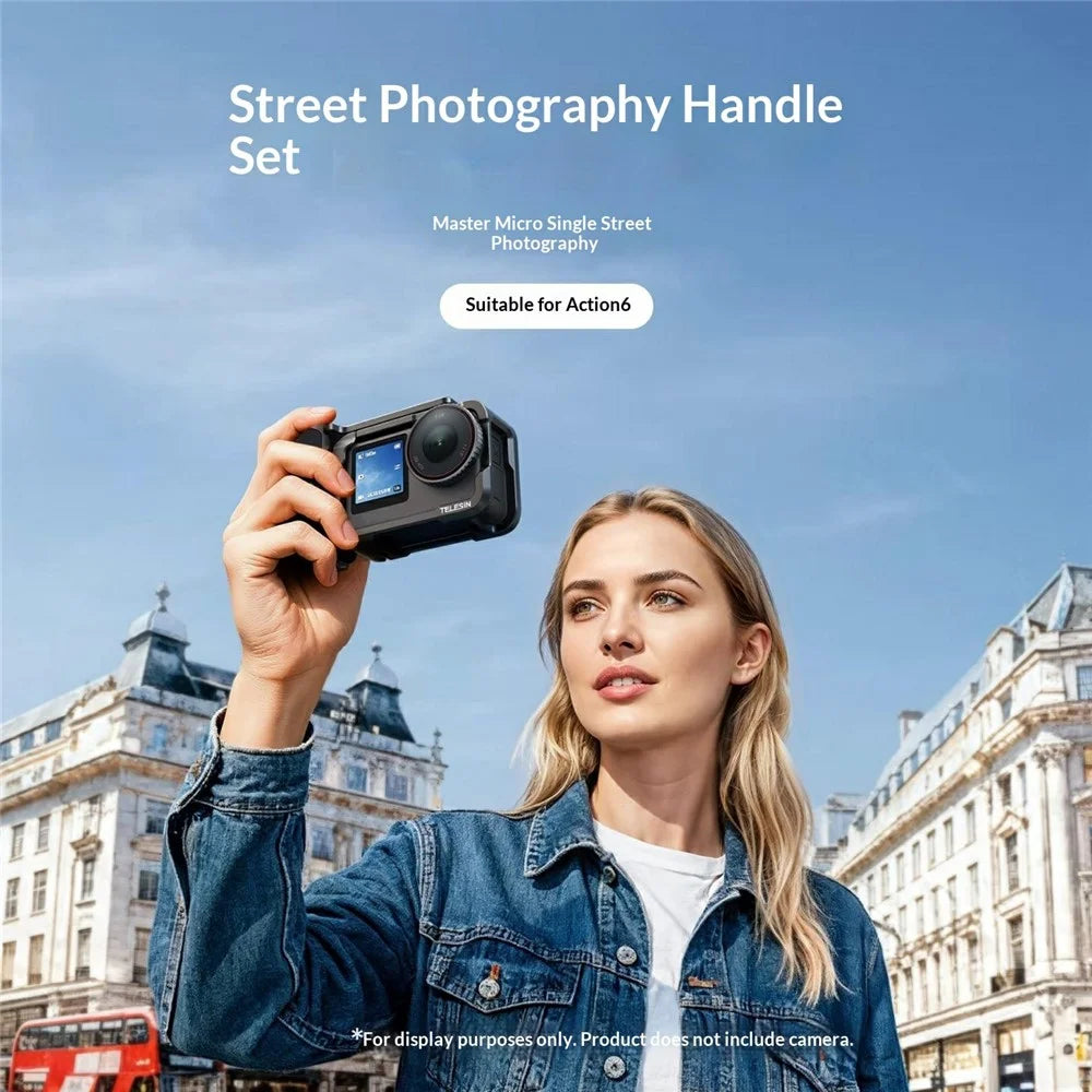 TELESIN For DJI Osmo Action 6 Street Photography Handle Kit Aluminum Alloy Quick-Release Camera Cage with TF Card Slot - 2