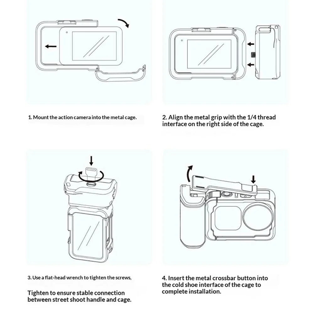 TELESIN For DJI Osmo Action 6 Street Photography Handle Kit Aluminum Alloy Quick-Release Camera Cage with TF Card Slot - 6