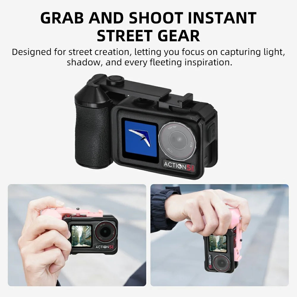 FLYMILE For DJI Osmo Action 3 / 4 / 5 Pro Cage Shutter Grip Magnetic Quick-Release Handle with Adjustable Shutter Button - 3
