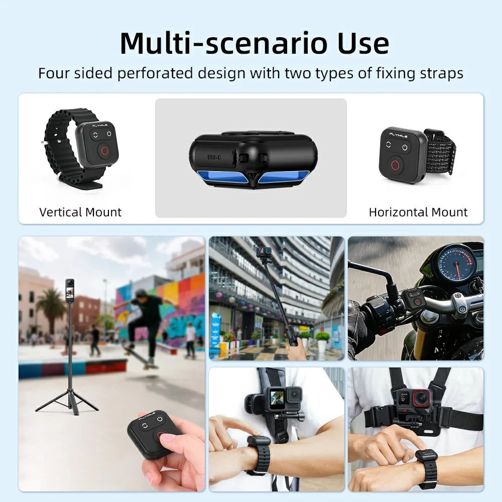 FLYMILE Wireless Controller Wrist Strap for Insta360 / GoPro / Phone Bluetooth-compatible Remote Control - 7
