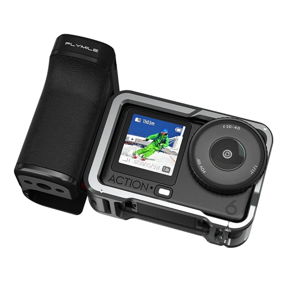 FLYMILE For DJI Osmo Action 6 Photography Handle Kit Bluetooth-Compatible Street Camera Grip Holder - Black - 4