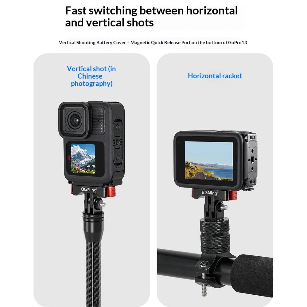 BGNING For GoPro Hero 13 / 12 / 11 / 10 Sports Camera Vertical Shooting Magnetic Battery Cover - Black - 5