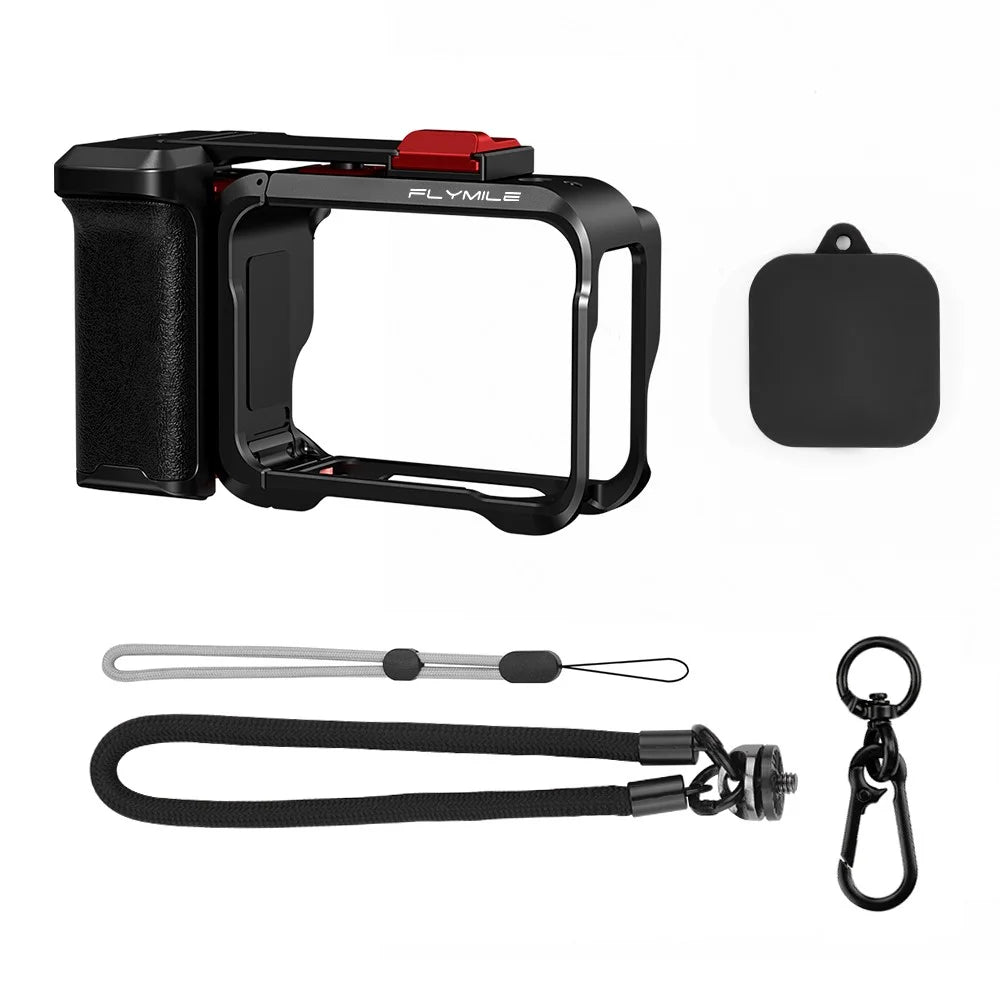 FLYMILE for Insta360 Ace Pro / Ace Pro 2 Street Photography Kit Aluminum Alloy Cage with Hand Grip - Black - 1
