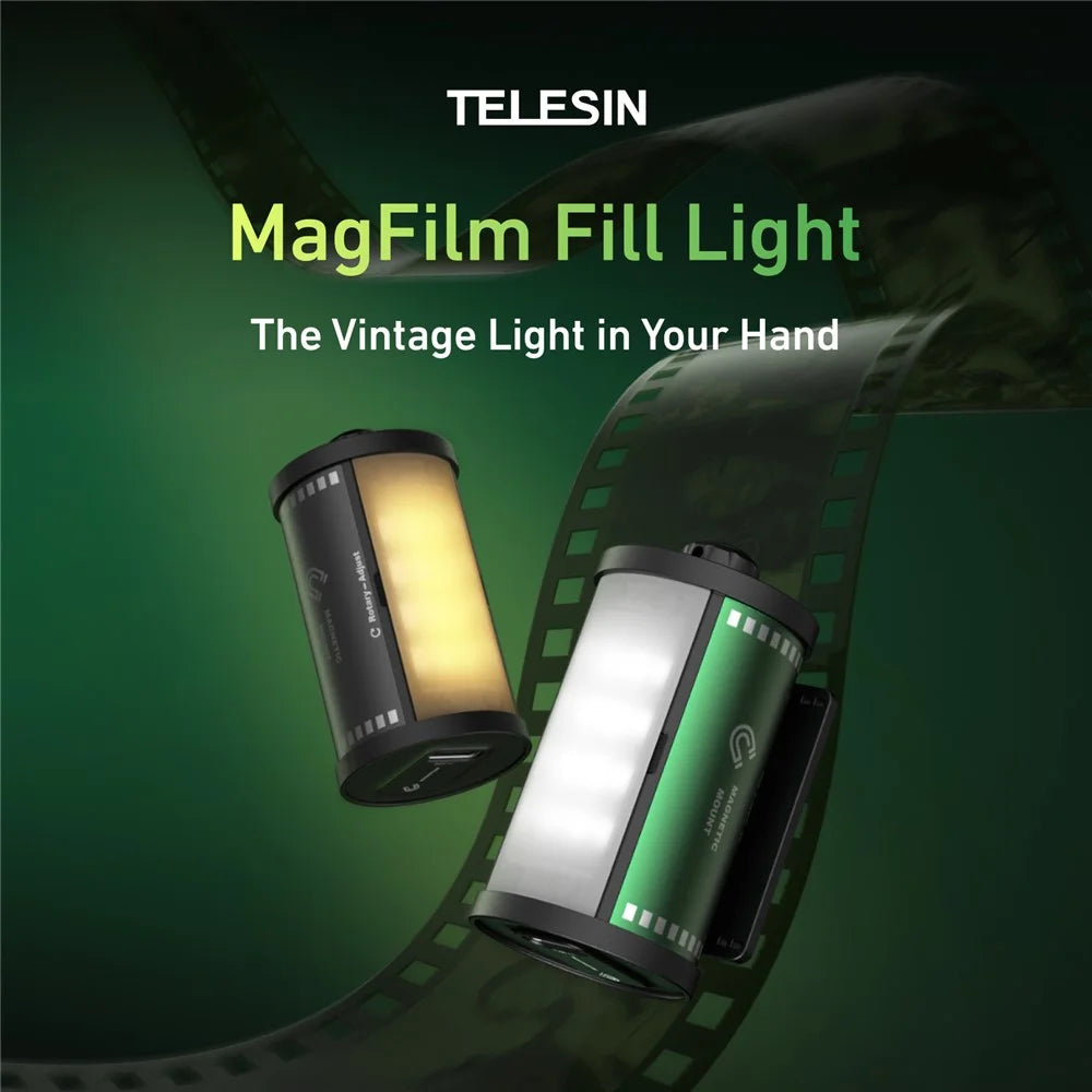 TELESIN S5-BGD-14 MagFilm Fill Light for DJI Osmo Action 6 / Action 5 / Pocket 3 , Cold Shoe Mount Dual Color Temperature Video Light - Black - 2