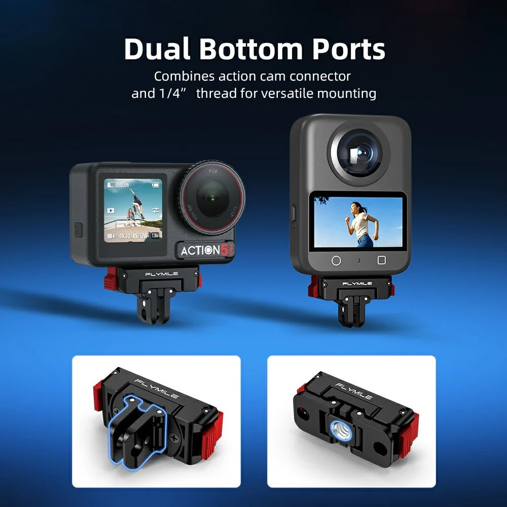 FLYMILE Plastic Base for DJI Osmo 360 / Action 5 Pro / 4 / 3 Rotary Magnetic Quick Release Base - Black - 7