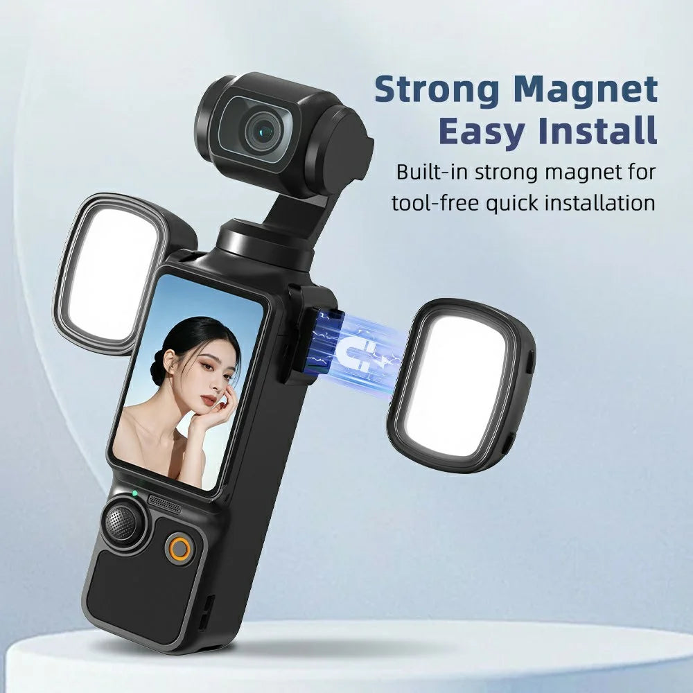 For DJI Osmo Pocket 3 Magnetic Fill Light 3 Color Temperature LED Light for Photography Live Streaming - Black - 3