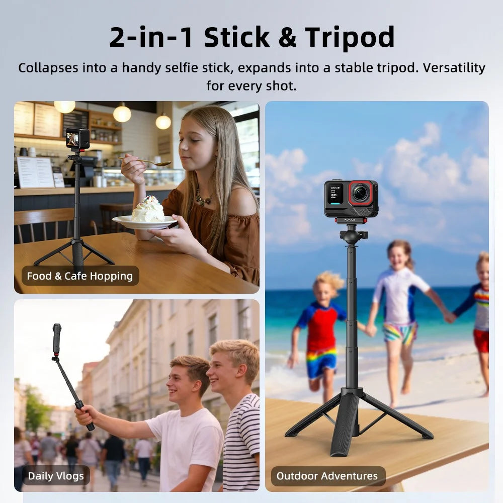 FLYMILE Magnetic Quick-Release Tripod for Insta360 Ace Pro 1 / 2 / ACE / X5 2-in-1 Selfie Stick Telescopic Pole Tripod with Ball Head - 4