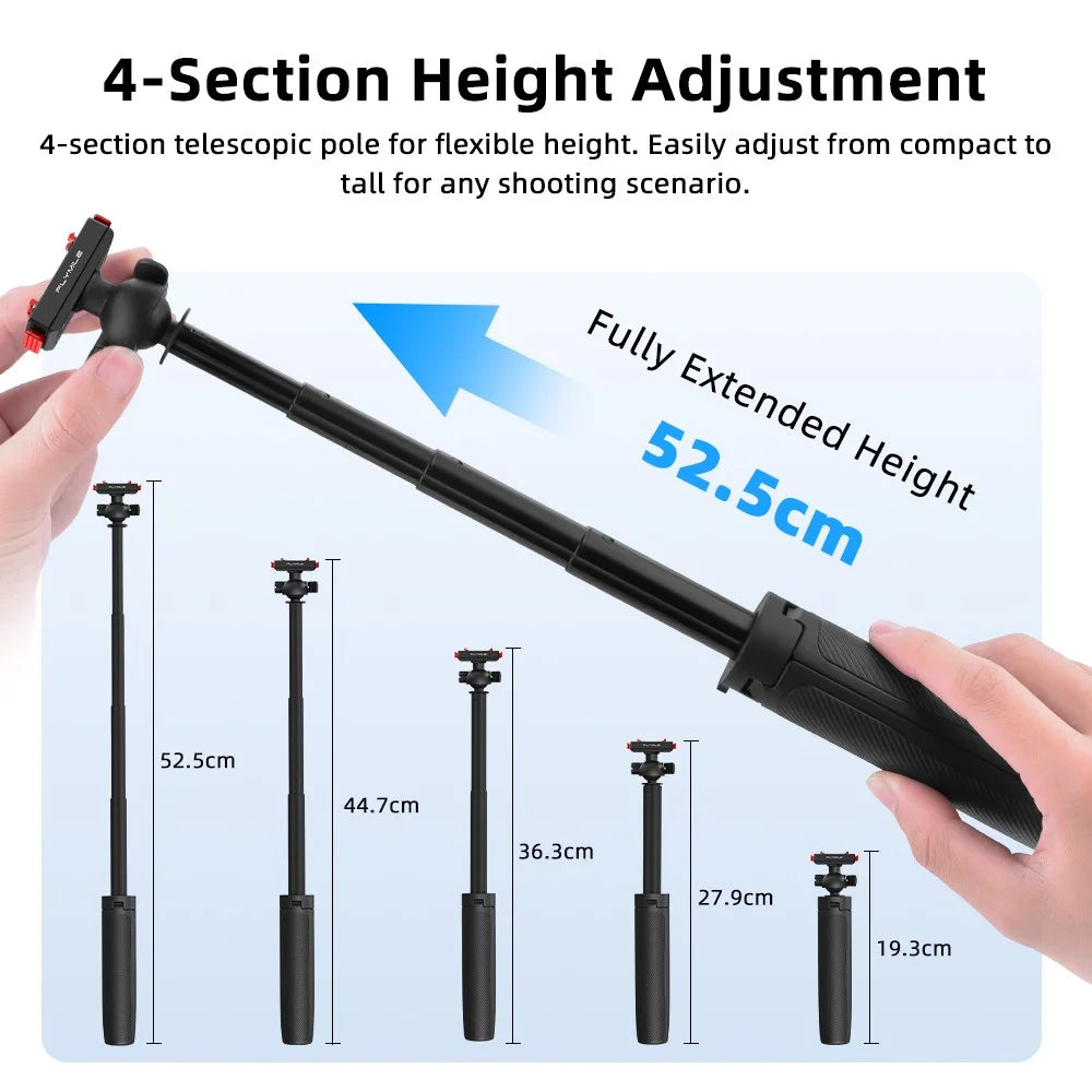FLYMILE Magnetic Quick-Release Tripod for Insta360 Ace Pro 1 / 2 / ACE / X5 2-in-1 Selfie Stick Telescopic Pole Tripod with Ball Head - 7