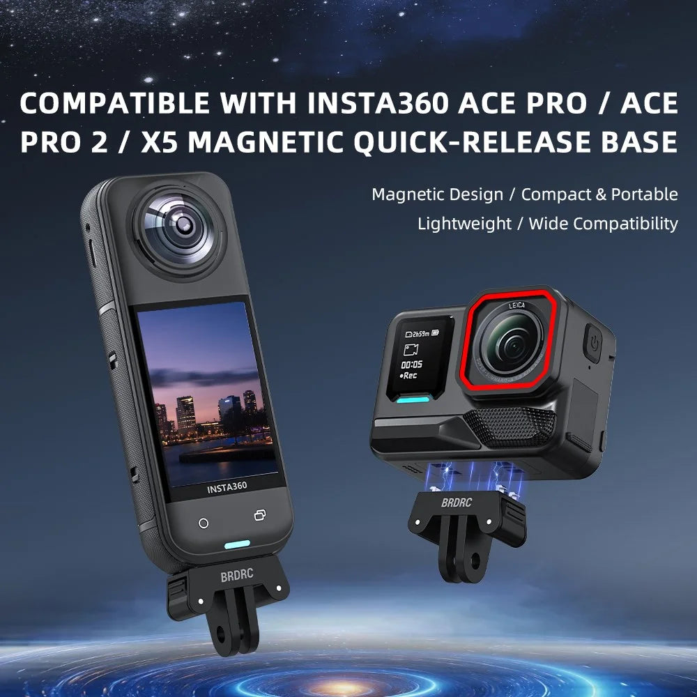 BRDRC Quick-Release Base for Insta360 Ace Pro 1 / Pro 2 Plastic Magnetic Camera Mount Adapter with Dual-Claw Interface - 2