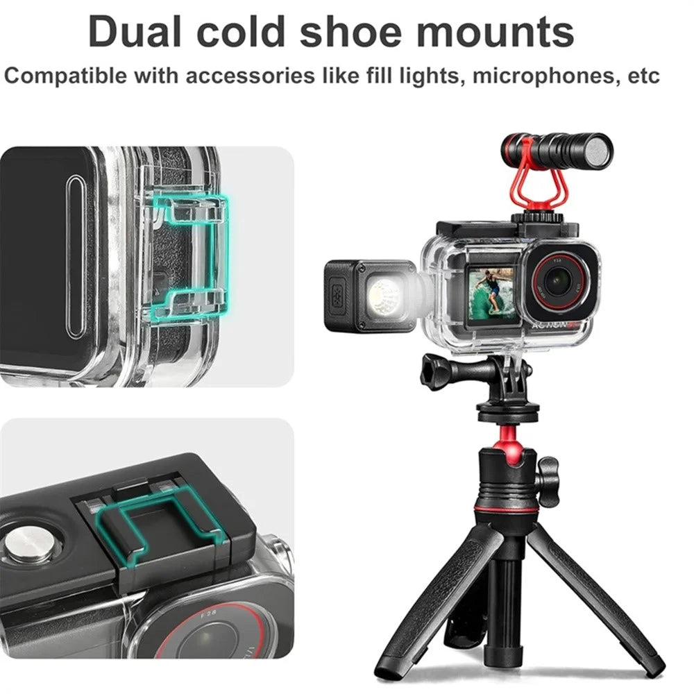 Waterproof Camera Case for DJI Osmo Action 5 Pro / 4 / 3 Protective Cover with Dual Cold Shoe Mount Anti Fog Inserts - Black / White - 4