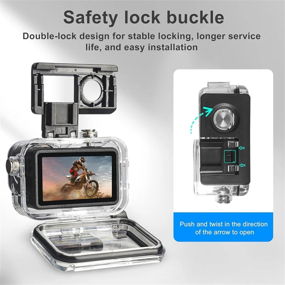 Waterproof Camera Case for DJI Osmo Action 5 Pro / 4 / 3 Protective Cover with Dual Cold Shoe Mount Anti Fog Inserts - Black / White - 5
