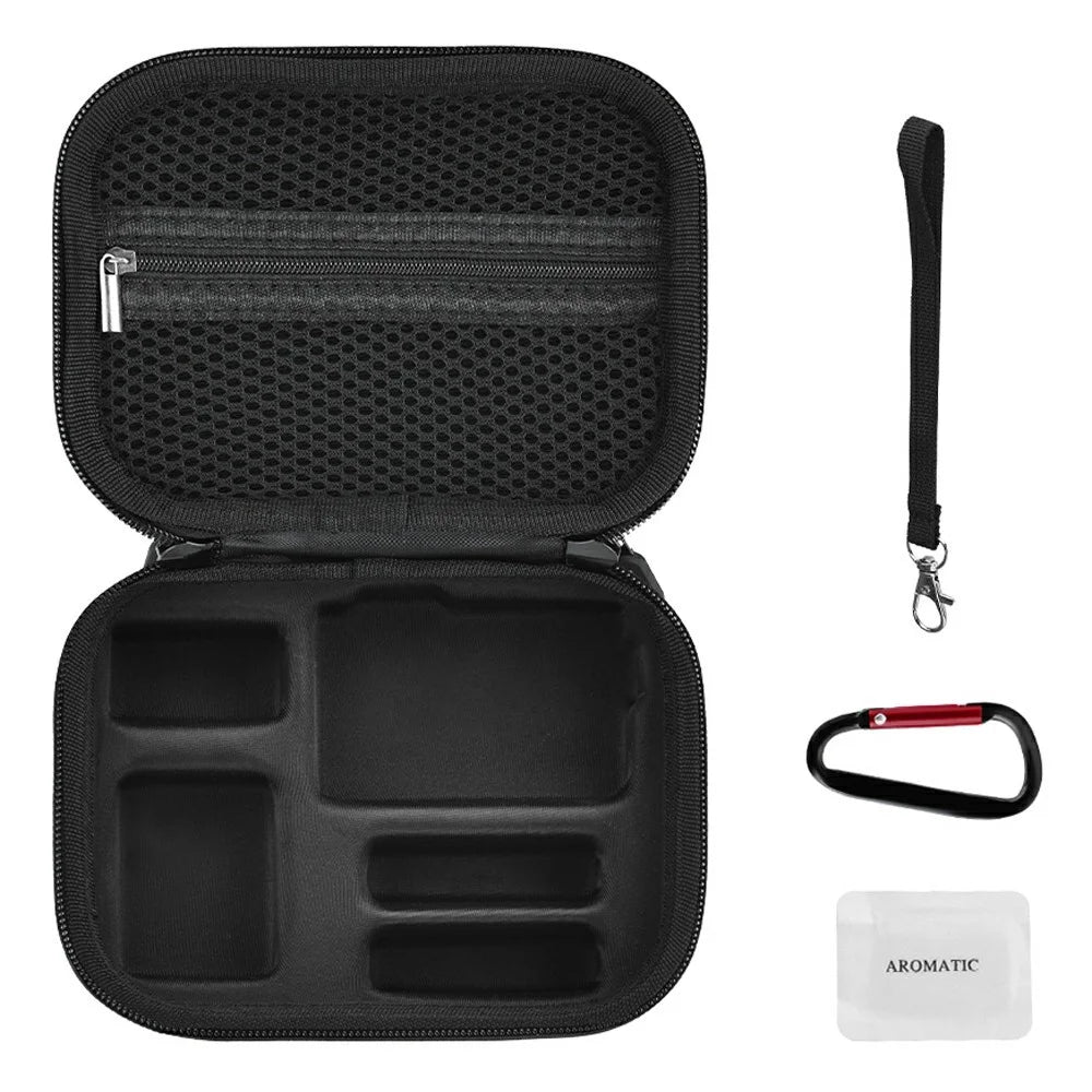 BRDRC Standard Kit Carrying Pouch for DJI Osmo Action 6 / 5 Pro / 4 Hard Shell Case Shockproof Storage Bag with Wrist Strap & Carabiner - Black - 1