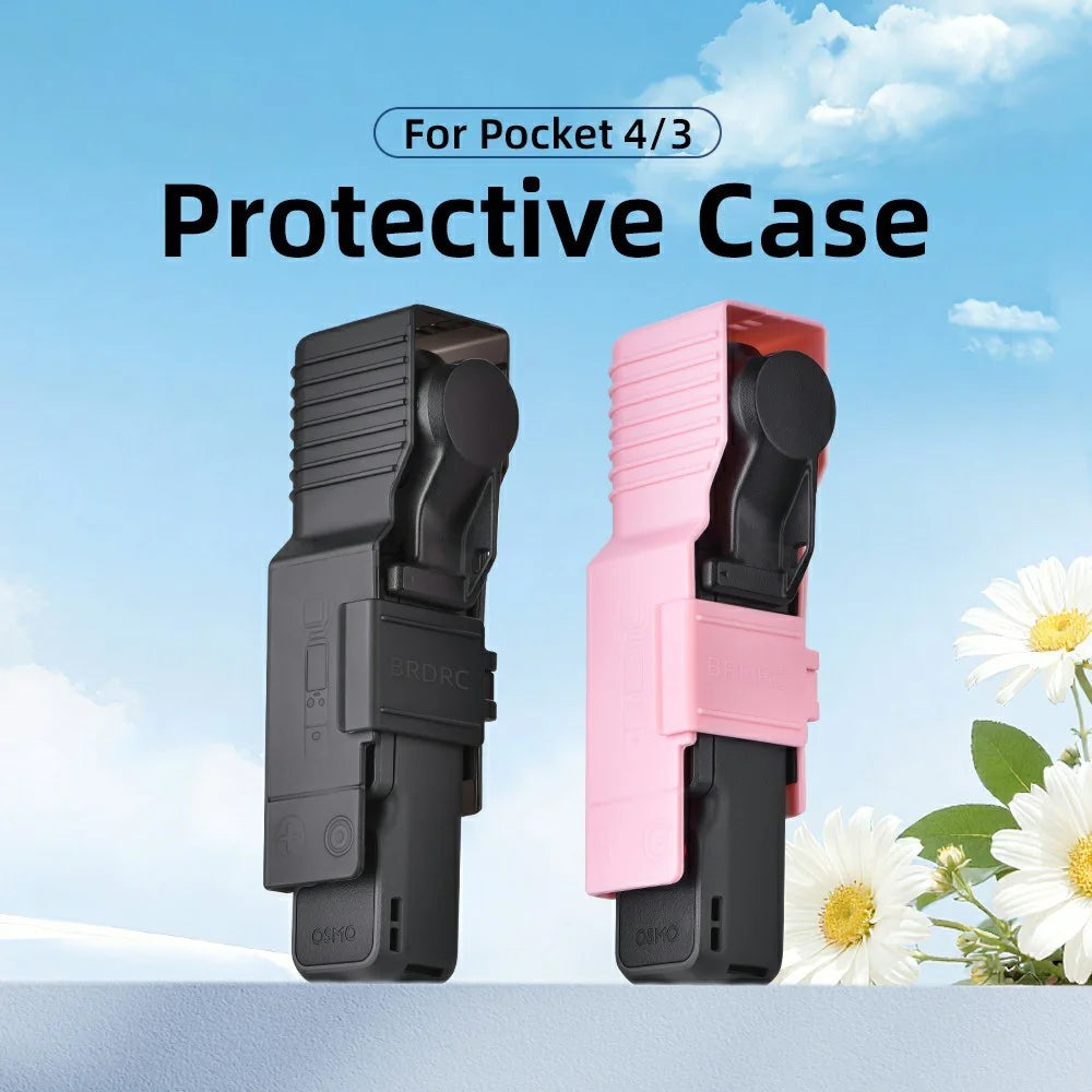 BRDRC Protective Case for DJI Osmo Pocket 4 / 3 Hard Shell Shockproof Cover with Lanyard - Black - 2