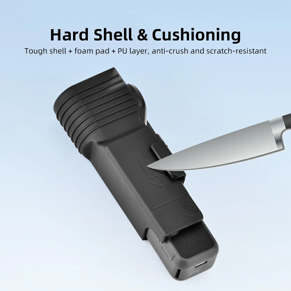 BRDRC Protective Case for DJI Osmo Pocket 4 / 3 Hard Shell Shockproof Cover with Lanyard - Black - 4